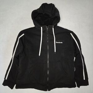 Reebok Black Zip-Up Hoodie Faux Fur